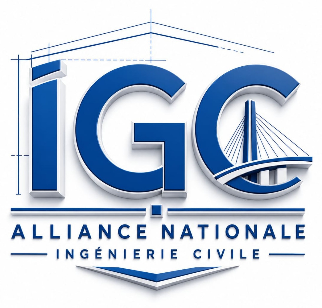 Logo officiel IGC avec pont et lignes d’ingénierie